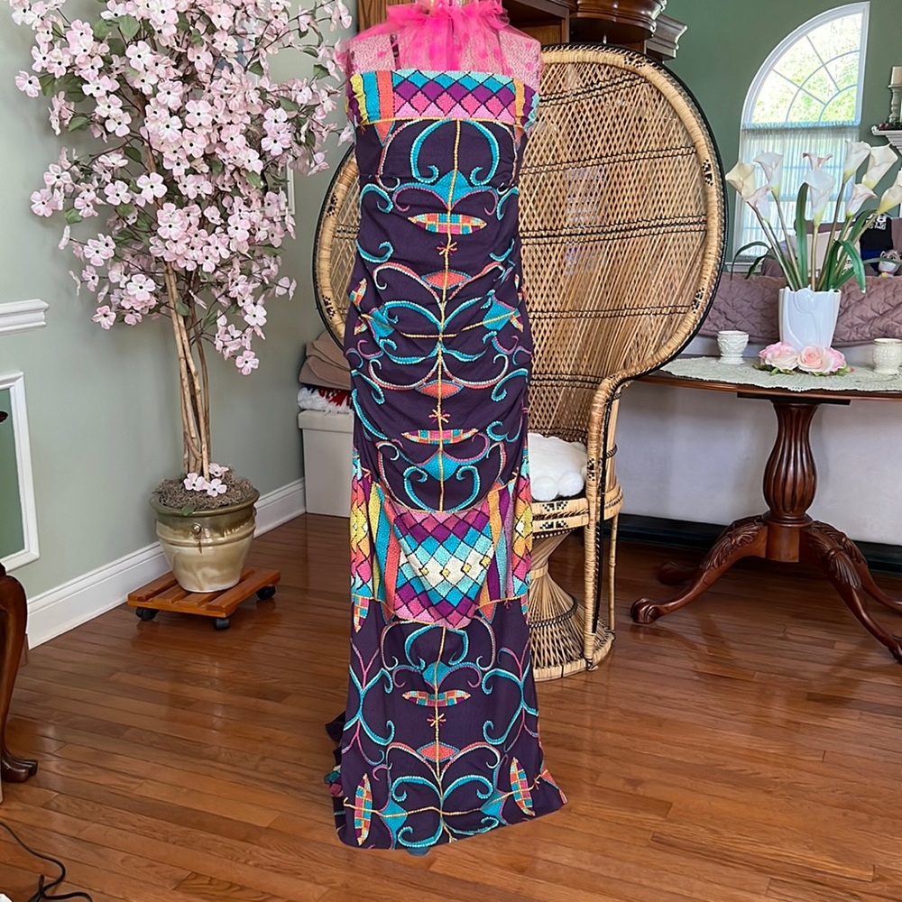 NWT STUNNING Nicole Miller Mermaid Style Silk Strapless Gown